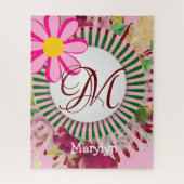 Puzzle Rosa Floral Monogramm (Vertikal)