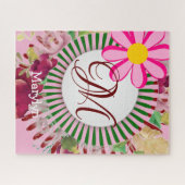 Puzzle Rosa Floral Monogramm (Horizontal)