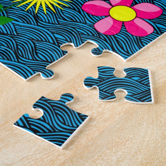 Puzzle Rosa Rose Blauer Schmetterling (Seite)