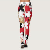 Puzzle Rot Schwarz Gold Muster Leggings (Rückseite)