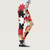 Puzzle Rot Schwarz Gold Muster Leggings (Rechts)