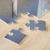 Puzzle - Roter Sparrow auf blauem Zaun (Seite)