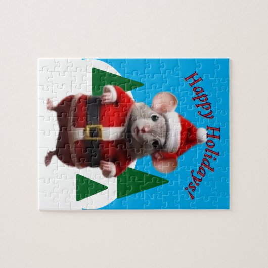 Puzzle - Santa Mouse im Winter (Horizontal)