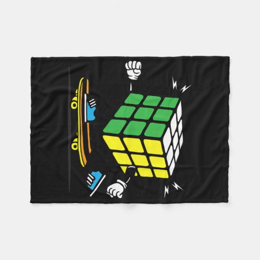 Puzzle Sciences Cube Skateboard Kawaii Skater Funn Fleecedecke (Vorderseite (Horizontal))