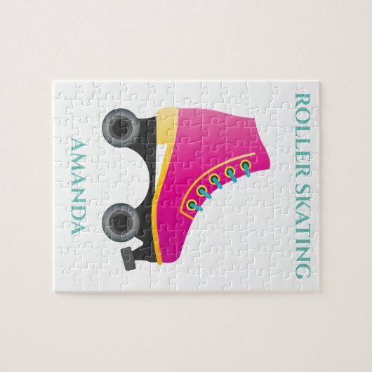 Puzzle Skaten mit Kindername. (Horizontal)