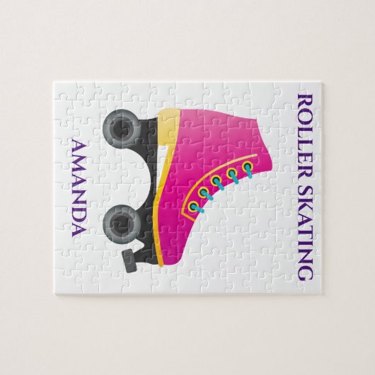 Puzzle Skaten mit Kindername. (Horizontal)