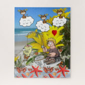 Puzzle Sky Ocean Beach Angelkatze (Vertikal)