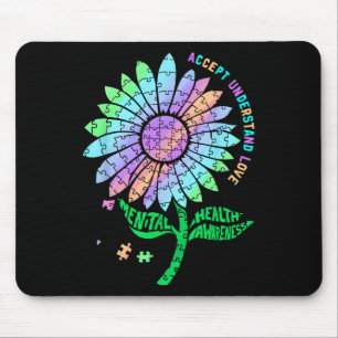 Puzzle-Sonnenblume für psychische Gesundheitsaufkl Mousepad