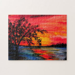 Puzzle-Spielzeug mit Sonnenuntergang-Gemälde Puzzle