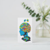 Puzzle-Stück-Gehirn mit Fractures Visitenkarte (Stehend Vorderseite)