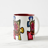 Puzzle-Stück-Tasse, rote Blume Zweifarbige Tasse (VorderseiteRechts)