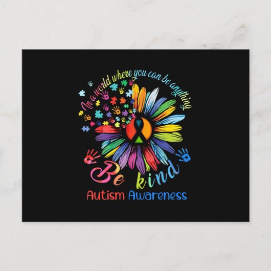 Puzzle Sunflower Be Kind Autism Awareness Support Postkarte (Vorderseite)