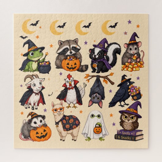 PUZZLE Süße Halloween-Tiere (Vertikal)