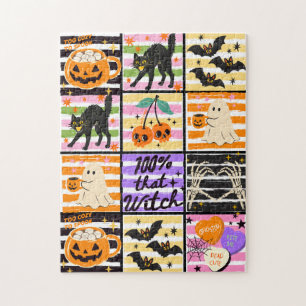 PUZZLE: Süße Retro-Halloween-Collage in Pastell Puzzle