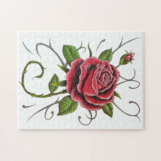 Puzzle "Tattoo Style Rote Rose" (Horizontal)