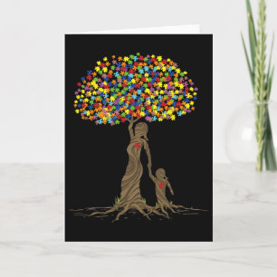 Puzzle Tree Liebe Mutter und autistische Tochter A Karte