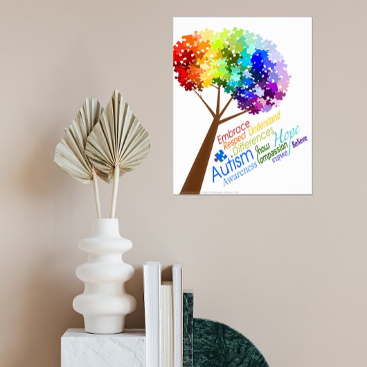 Puzzle Tree mit Word Art Autismus Sensibilitätspen Poster