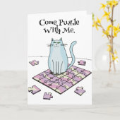 Puzzle valentine Jigsaw Cat Puzzlers Karte (Gelbe Blume)
