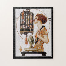 Puzzle Vintage-Dame Baby-Käfig