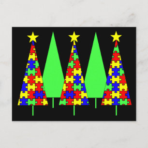 Puzzle Weihnachtsbaumen - Aufklärung über Autismus Feiertagspostkarte