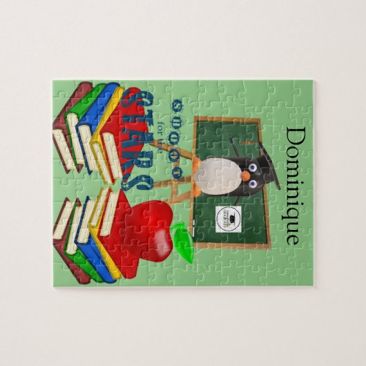 Puzzle White and Black Pinguin School Student (Horizontal)