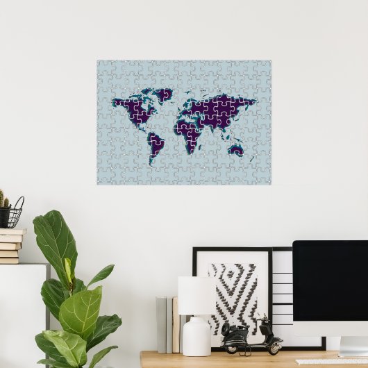 Puzzle World Map Decor Poster (Heimbüro)