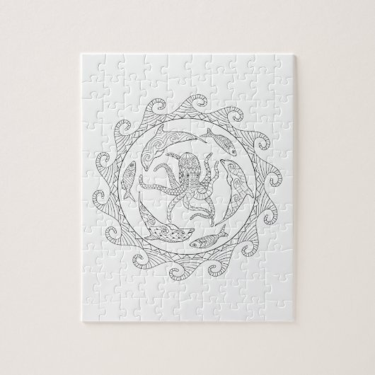 Puzzle zum Färben von Meerestieren (Vertikal)