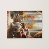 Puzzle zur Ansicht im Fenster im Herbst (Horizontal)