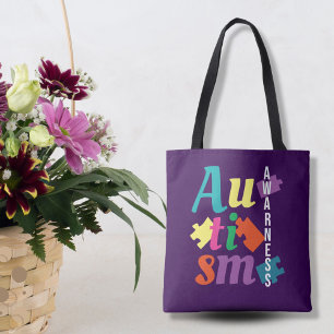 Puzzle zur Aufklärung der Autismus - Lila Tasche