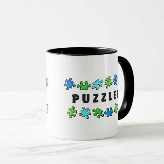 Puzzler mit Puzzlespielstücken Tasse (VorderseiteRechts)