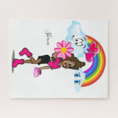 Puzzles African Girl Pink Hearts (Horizontal)