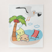 Puzzles Beach Cats Kittens Seagulas (Vertikal)