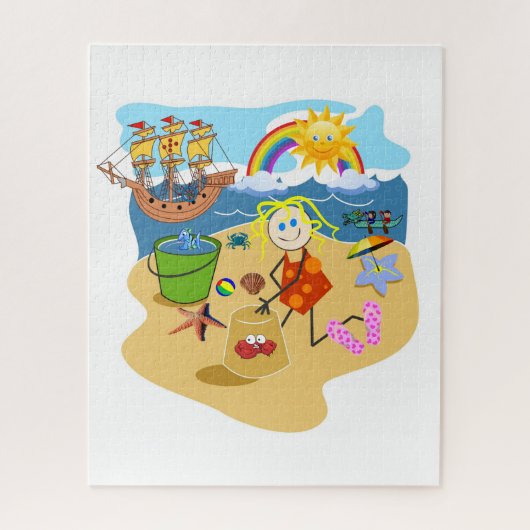 Puzzles Beach Ocean Sand Rainbow Sun Crab (Vertikal)