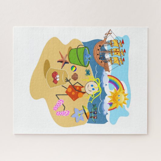 Puzzles Beach Ocean Sand Rainbow Sun Crab (Horizontal)