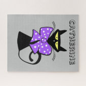 Puzzles Black Cat Lila Bow Krawatte (Horizontal)