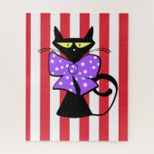 Puzzles Black Cat Red & White Stripes (Vertikal)