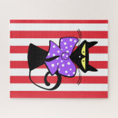 Puzzles Black Cat Red & White Stripes (Horizontal)