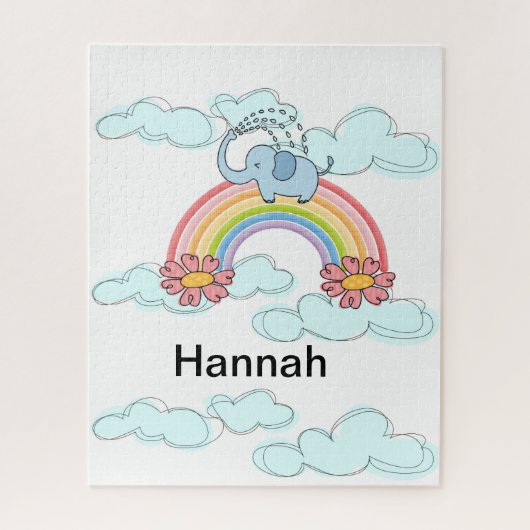 Puzzles Blauer Elefant Wolken Blühen (Vertikal)