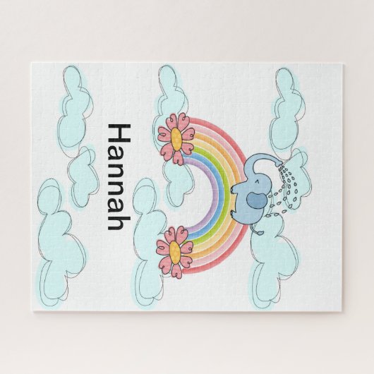 Puzzles Blauer Elefant Wolken Blühen (Horizontal)