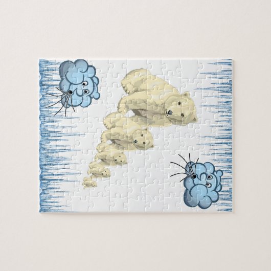 Puzzles Blue Clouds Polar Bears Ice (Horizontal)