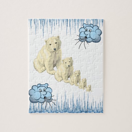 Puzzles Blue Clouds Polar Bears Ice (Vertikal)