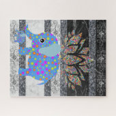 Puzzles Blue Elephant Schwarz & Weiß Marmor Blüte (Horizontal)