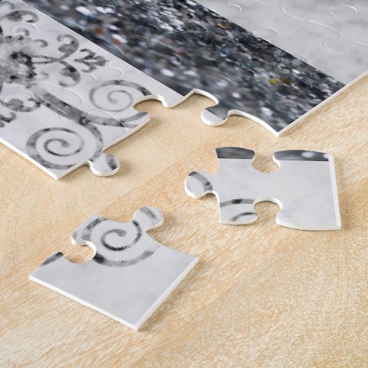 Puzzles Blue Elephant Schwarz & Weiß Marmor Blüte (Seite)