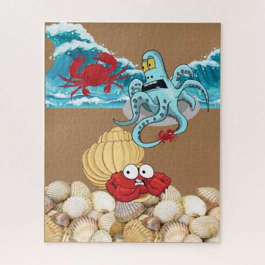 Puzzles Blue Octopus Crab Beach Muscheln Ozeanwell (Vertikal)