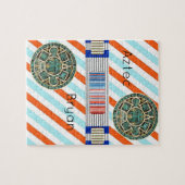 Puzzles Blue Orange Streifen Aztec (Horizontal)