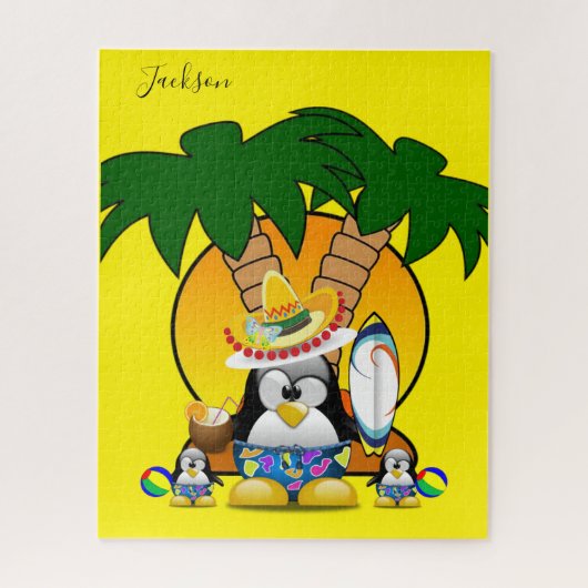 Puzzles Blue Pinguin Surfer Sombrero (Vertikal)