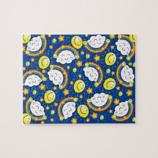 Puzzles Blue Rainbow Sun Clouds Stars (Horizontal)