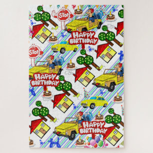 Puzzles Boys Happy Birthday Cars Hunde Weiß