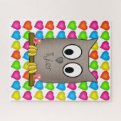 Puzzles Colored Hearts Owl Bird (Horizontal)