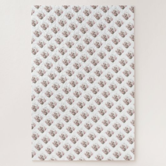 Puzzles, die die weiße, florale, weiße Katze herau Puzzle (Vertikal)